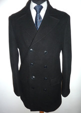 PIERRE CARDIN Wool Blend Peacoat Pea Coat Black Trench Jacket Overcoat Medium
