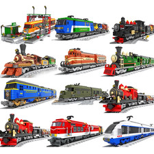 City Train Set Building Blocks Steam Railway Track Carriage Kit Kids Toy Gift