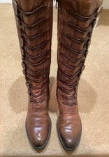 DUNE/BERTIE/GABOR. PIXIE BUTTON BOOTS . MILITARY STYLE STEAMPUNK. TAN LEATHER. 6