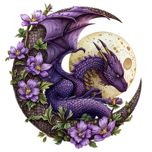 Purple full moon dragon - moon, vinyl