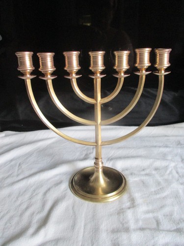 Vintage brass menorah hanukkah - menorah,