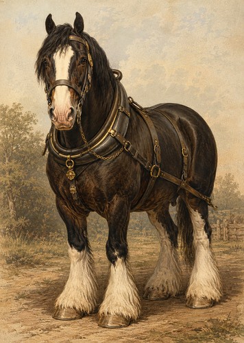 Shire horse art print - a4,