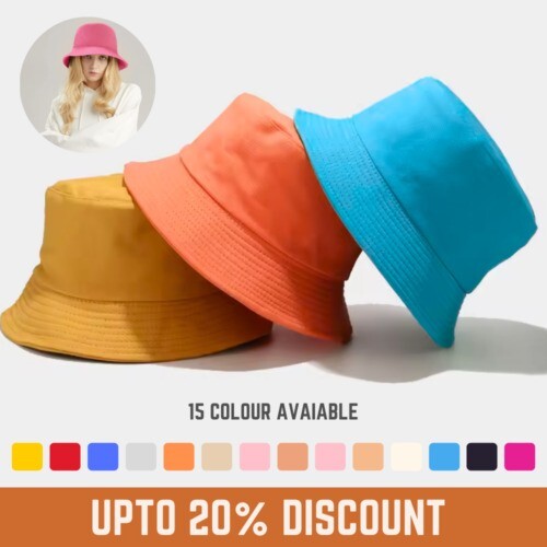 Plain cotton bucket hat unisex - plain,
