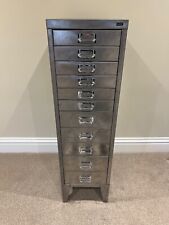 Tall raw steel Bisley 11 drawer cabinet