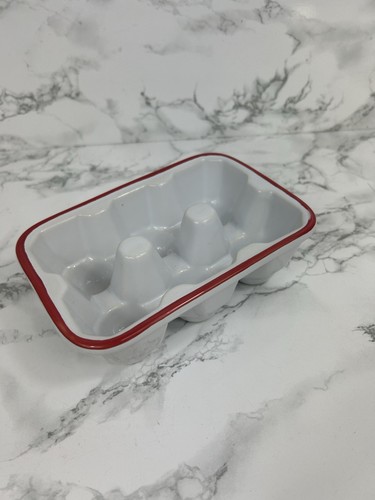 Ceramic egg white red tray - ceramic,