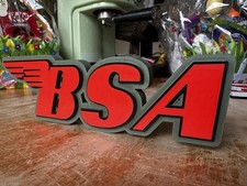 BSA Logo Motorcycle Garage Sign Workshop Shed 20cm x 10cm 3D Printed