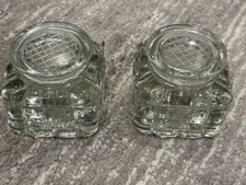 Vintage glass inkwells square - glass,