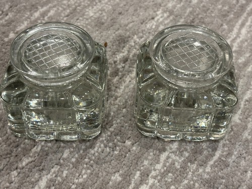 Vintage glass inkwells square - vintage,