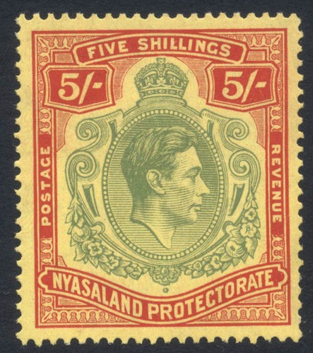 Nyasaland 1938 sg141 - nyasaland, 5/-
