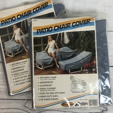 2 Vintage 1980s Patio Chair Covers Arden Paradise Waterproof Blue Gray NOS 27x34