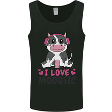 I Love Mooosic Funny Cow DJ Mens Vest Tank Top