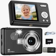 Digital Camera 1080P For Beginner Kids 44MP Rechargeable with 32GB Memory Card