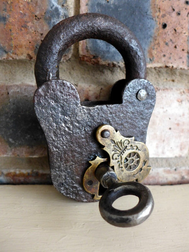 Antique vintage padlock with - vintage,