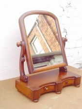 Antique Victorian Mahogany Dressing Table Mirror Has 2 Drawers -1 knob different