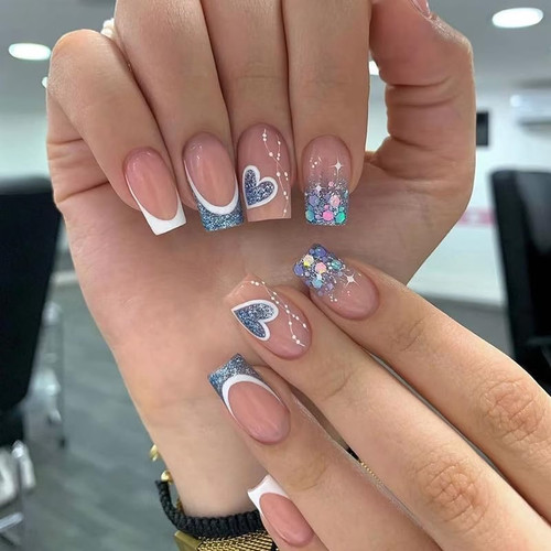 False nails short french - nails, short,