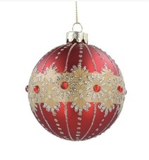 Gisela Graham Decorative Red And Gold Glass Bauble