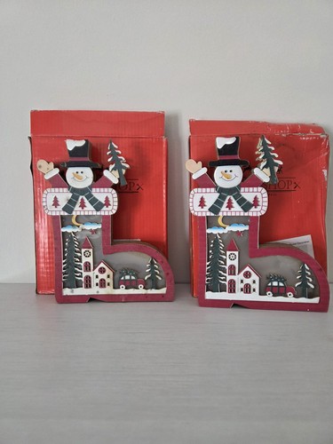 Christmas wooden led snowman - christmas,