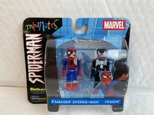 BNIB MARVEL MINIMATES SERIES DAMAGED SPIDER-MAN & VENOM TOY MINI FIGURE SET