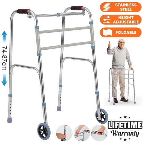 Folding walking frame with - walking,