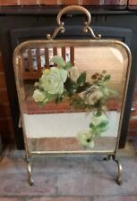 Antique Victorian Brass Surround Firescreen Mirror With Roses 62cmHx38cmw