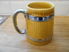 Vintage 1960's Wade Barrel Shaped Tankard / Mug tan colour
