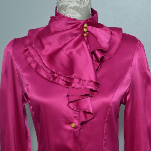 Fuchsia pink satin cravat - fuchsia,