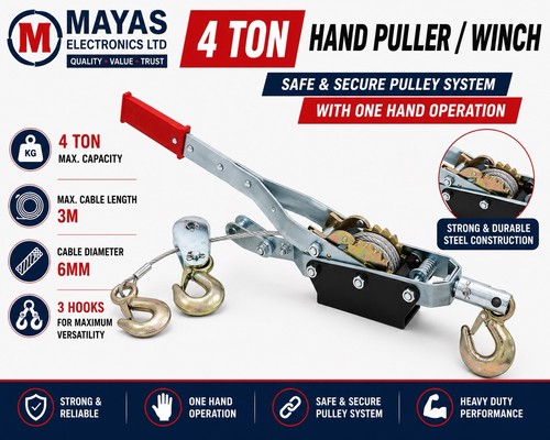 Tonne hand winch manual hook - 4,