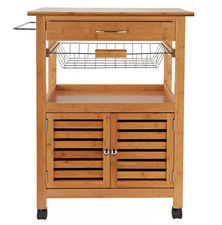 Home Trolley With Basket Wood