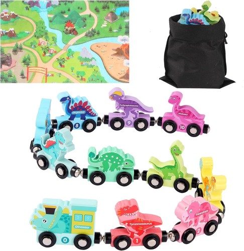 Wooden magnetic dinosaur - dinosaur, train