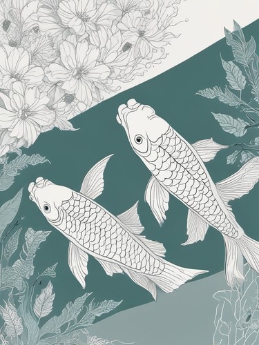 Koi fish scandinavian - koi, minimal