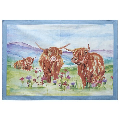 Highland cows cotton tea towel - cotton,
