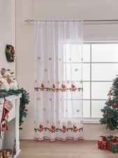 84 Inch Xmas Curtains Living Room Holiday Poinsettia Sheer Buffalo Plaid Decor