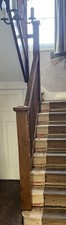 Edwardian style oak wooden stair handrail, spindals and posts