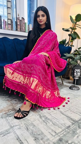 Pink premium pure gajji silk - pink,