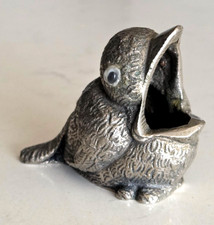 Vintage White Metal Baby Bird