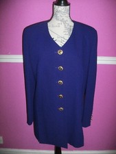 BNWOT NEW HUCKE 100% PURE NEW WOOL BLUE gold buttons OCCASION JACKET BLAZER 16 