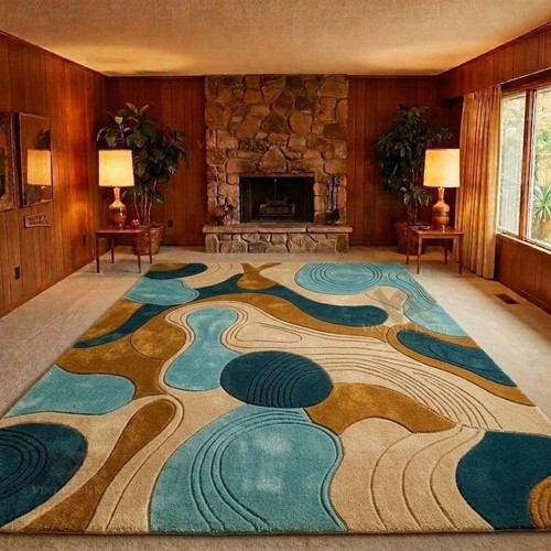 Hand tufted wool rug - wool, blue