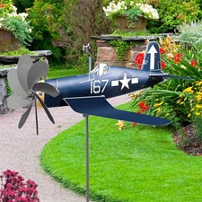 Garden Decoration Airplane Wind Spinner Metal Aircraft Outdoor Windmill