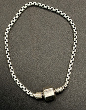 Chamilia 925 Sterling Silver Box Chain Charm Bracelet 19cm