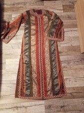 Dubai Morrocan Style White Chiffon Kaftan Dress with Gold Details 10-12 UK New