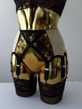 XL 14 Strap Gold Lycra Black