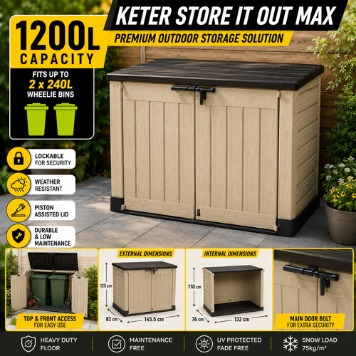 1200l garden storage shed - garden, box