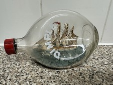 Vintage Haig’s Whisky Dimple Glass Bottle 4 Mast Sailing Ship in a bottle Boat