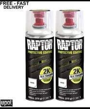 2x UPOL RAPTOR 2K White Tough Bed Liner 400ML Aerosol Spray