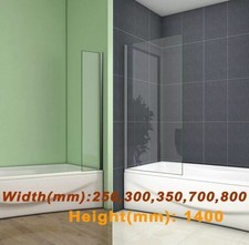 350x1400mm Height Corner Fixed Bath Shower Screen Over Bath Square Cut
