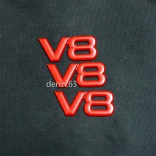 3x Small Red Glossy V8 Metal