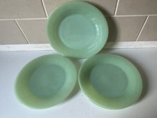 Vintage Fire-King Jadeite Ribbed Dessert Plates - Lot of 3  7.5”