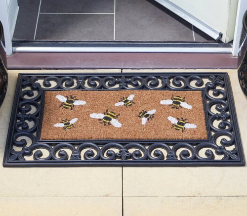 Bee print coir doormat insert - bee,