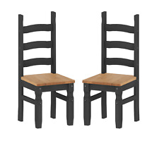 Corona Dining Chairs x 2 Charcoal Slat Back Mexican Pine by Mercers Furniture®