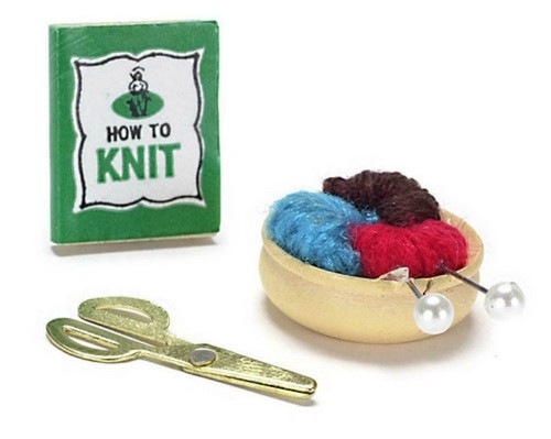 Dolls house bowl knitting - dolls, of